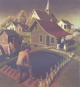 Grant Wood Spring in Town oil painting reproduction